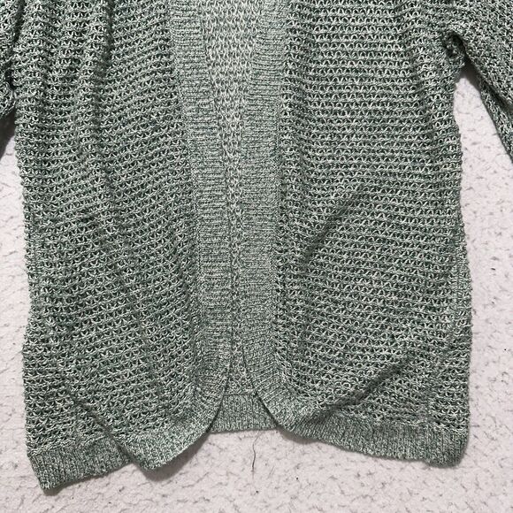 Soho Jeans Women's Small Open Knit Cardigan Open Front Long Sleeve Green Sweater - Picture 6 of 12